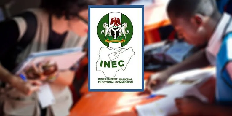 INEC office building sign during an electoral commission announcement.