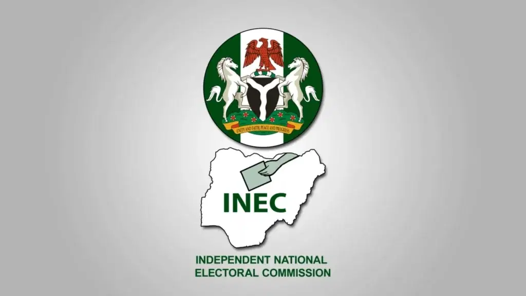 INEC logo and digital news screen illustrating election updates