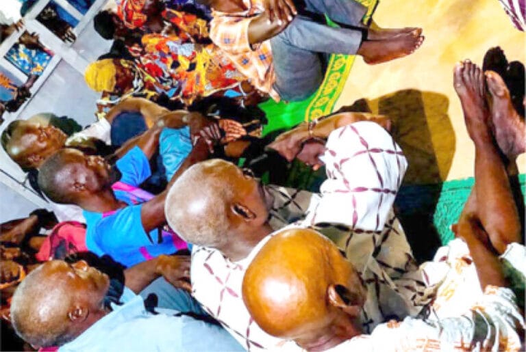 Distressed parents in Borno State gathered following the abduction of their schoolchildren.