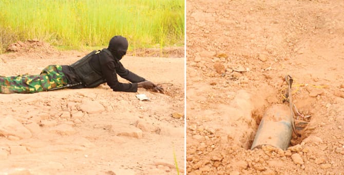 Military patrol operating in a rural area of northwestern Nigeria.