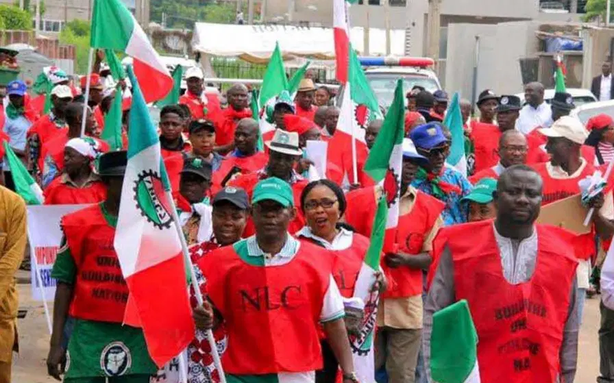 NLC and NUT labour union members and leaders during a briefing.